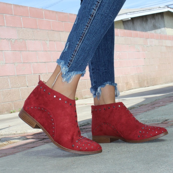 🚨LAST PAIR//The Brandy//Brick Red studded booties - Picture 6 of 8